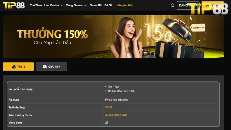 Mẹo nhận ưu đãi tân thủ khủng tại Tip 88